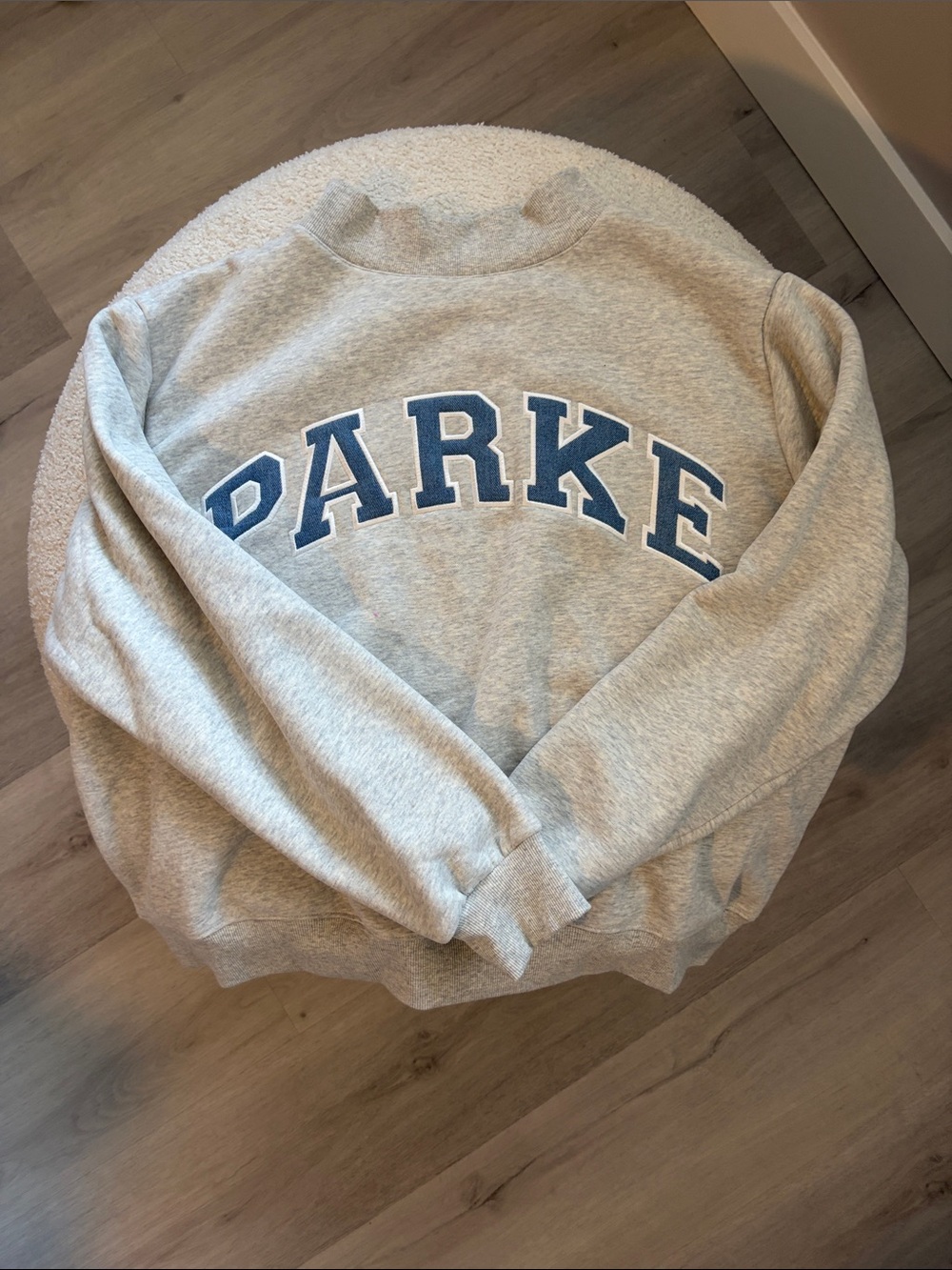 Gray Varsity Mockneck Sweatshirt with Blue 'PARKE' Lettering L/XL